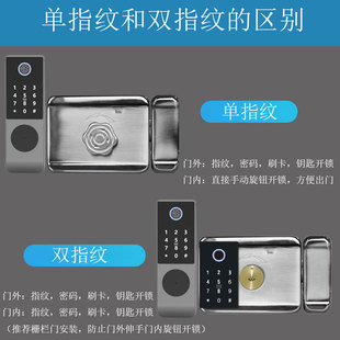 Old-fashioned Iron Door Lock Smart Bull Head Lock Fingerprint Password Lock Anti-theft Door Wooden Door Outdoor Waterproof Double-sided Digital Door Lock