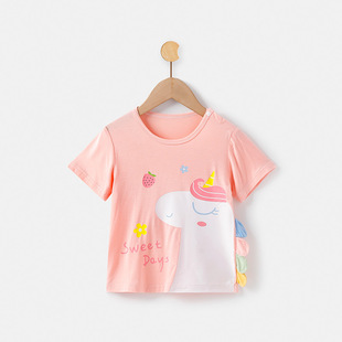 2025 summer baby t-shirt summer baby half sleeve short sleeve girls summer children's top clothes children's clothing wholesale