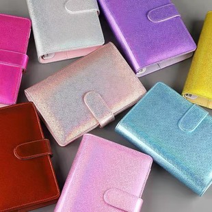 K-Style Pu Hole Clip Iron Ring Loose-Leaf Leather Notebook Cute Office Note Diary with Card Slot Notebook