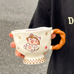 Cherry Maruko Cartoon Ceramic Mug Household Milk Cup Girl's Birthday Gift Cute Water Cup Coffee Cup