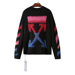 OFF OW WHITE новый мохер шерстяный костюм градиентного качества пара стрелка вязаный свитер с длинными рукавами