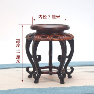 Red Rosewood classical curved feet small flower several hollow vase base Rosewood desktop pot decoration display cabinet porcelain