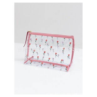 Internet Celebrity Environmentally Friendly Waterproof Transparent Pvc Cosmetic Bag Printed Rose Toiletry Bag
