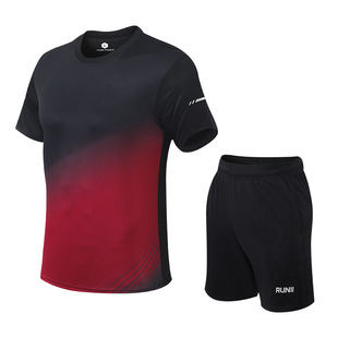 Sports suit Men's and Women's Summer Fitness Short-sleeved T-shirt Men's Quick-drying Clothes Badminton Clothes Running Loose Casual