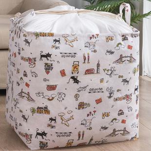 Big Mac Cotton and Linen Fabric Storage Basket Home Finishing Folding Beam Storage Basket Moisture-proof Dustproof Quilt Storage Bag