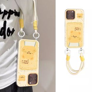 Cute Bear Lanyard Soft Case for iphone16pro Phone Case Apple 15 Protective Case 14 Card Case Drop-resistant