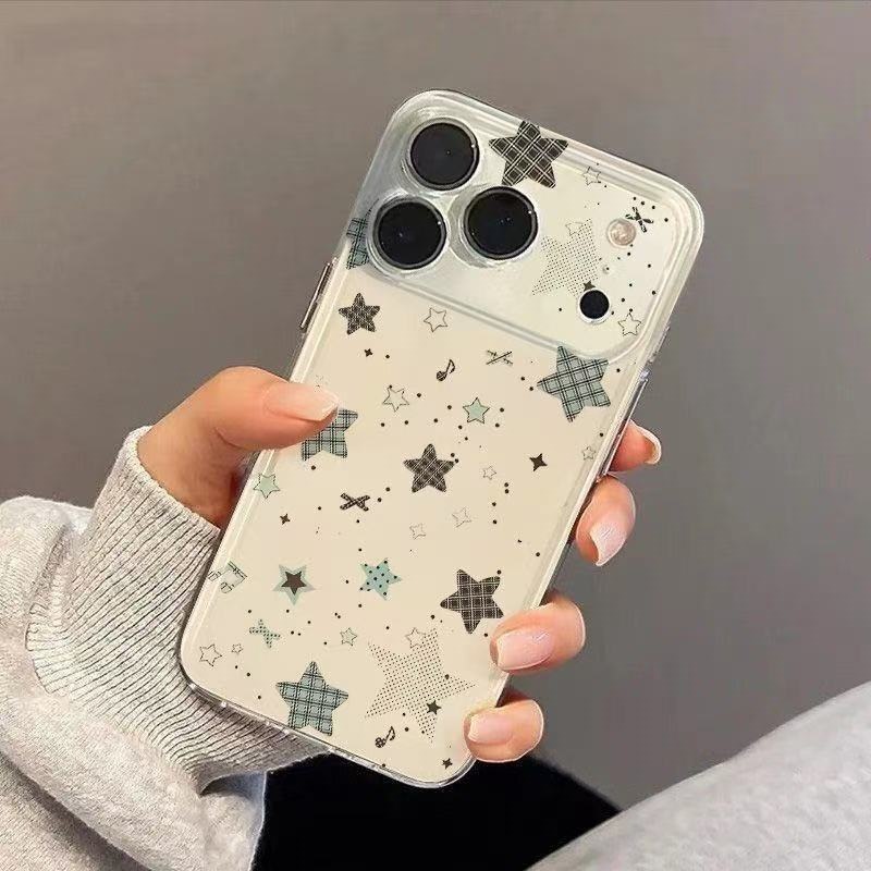 Checkered star pattern, suitable for Apple iPhone 17 Pro Max, iPhone 16 Pro, and iPhone 15/14 Pro/13 (cross-border import). Simple design.