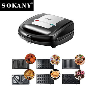 Foreign trade export SOKANYB908 Sandwich Machine double-sided heating multi-function 6 in 1 baking machine multi-plate electric cake pan