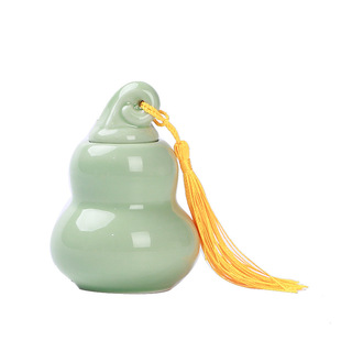 Yanshan ceramic small size mini gourd tea pot fragrant powder paste pot pill powder sub-bottle sealed storage