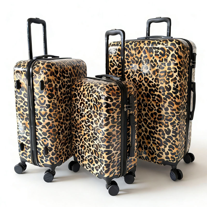 Leopard Print Pattern Trolley Suitcase, Thickened Abs+Pc Luggage with Silent Universal Wheels, Travel Suitcase for Cross-Border Shipping, Carry-On Suitcase