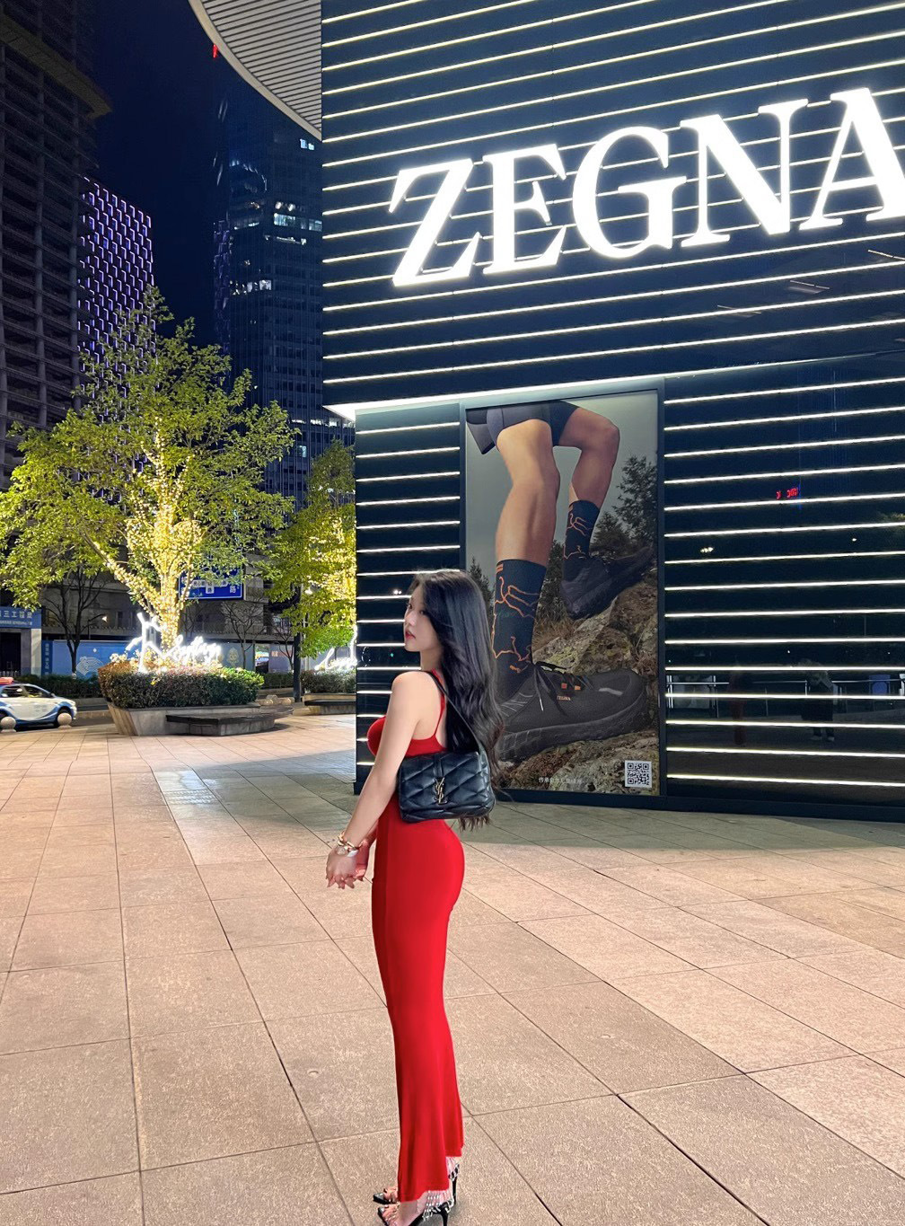Sexy Hot Girl low-cut scheming sling dress women's autumn new high waist slimming tight waist fishtail mid-length skirt