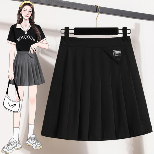 Real Shot of Large Size Thin Korean Style Suit Pleated Skirt Loose A-Line Skirt Three-Color High Waist Slimming Look Short Skirt