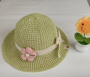 Baby sun hat spring and summer girls soft breathable sun hat princess bow flower sun hat summer