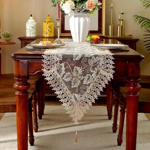 Cross-border Fresh Embroidered Lace Table Runner Simple Decorative Dining Table Cloth Light Luxury High-end Rectangular Coffee Table Tablecloth