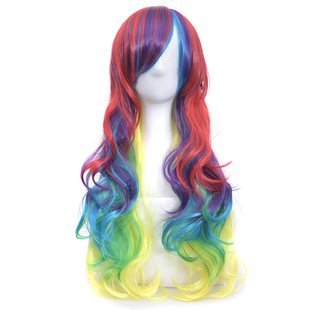 European and American-style wig lolita wig long curly hair Halloween mixed color gradient color cosplay wig Harajuku