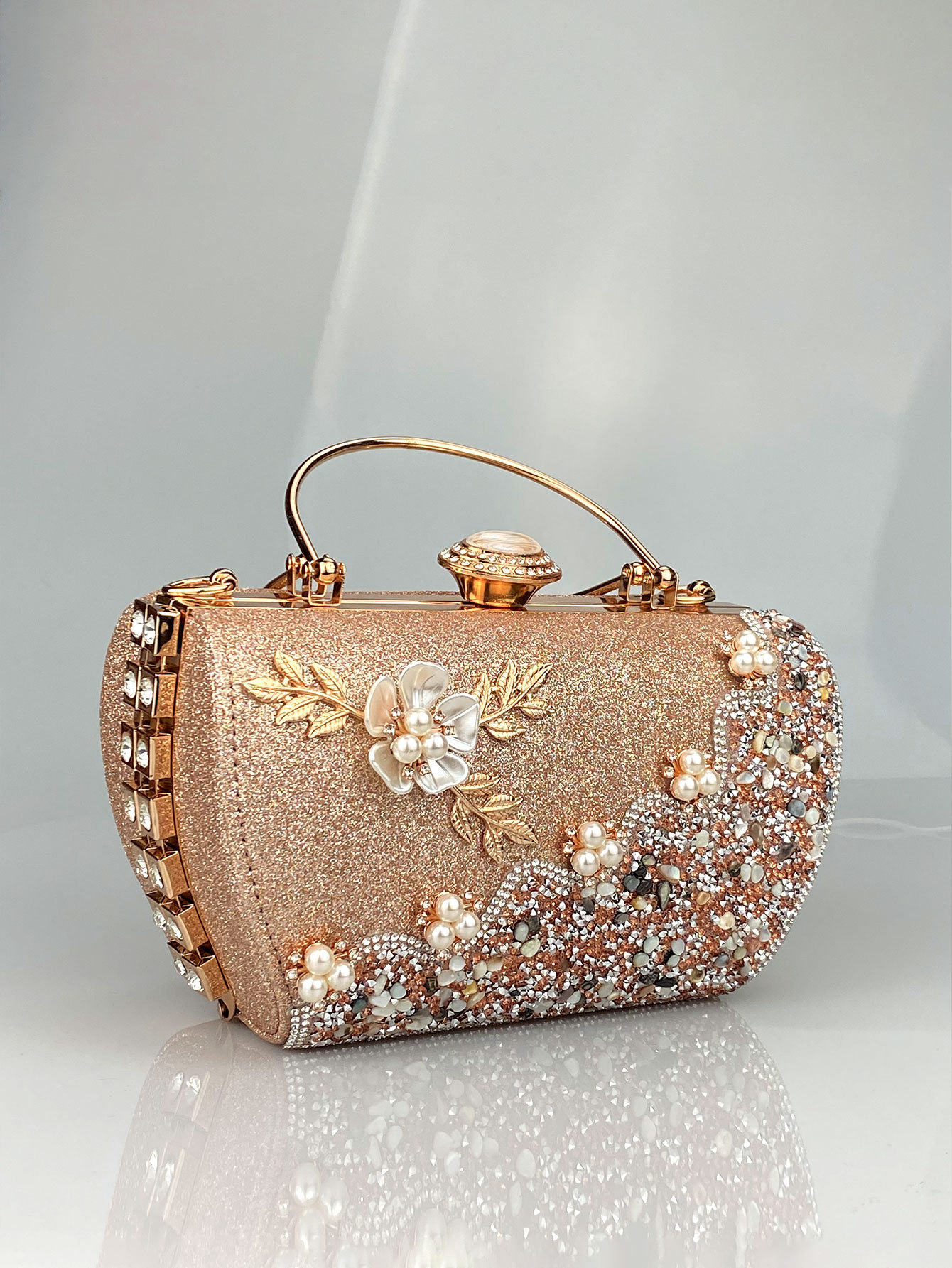 2023 Cross-Border Princess Handbag with Diamond and Floral Ornaments, Perfect for Evening Gowns and Evening Dresses, Elegant Handbag