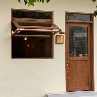 Solid wood up and down folding window clothing coffee shop door bar counter window net red French door entry door and window manufacturers