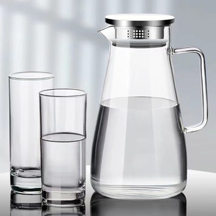 Transparent Glass Cold Water Kettle General Pot High Temperature Resistant Cool White Open Household Large Capacity Thickened Cool Water Cup Kettle for Living Room