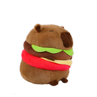 Cute Hamburger Capybara Plush Toy Cappibala Doll Pillow Rag Doll Birthday Gift Wholesale for Women