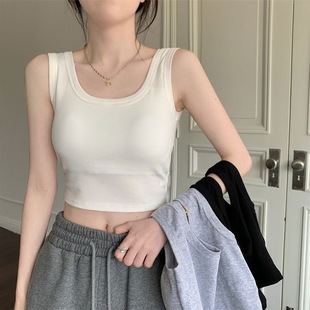 Tiktok цельный летний спортивный жилет с доставкой, женская короткая укороченная сексуальная горячая девушка, базовая нагрудная камисоль