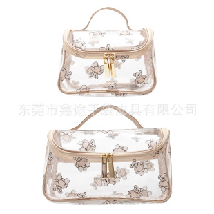 Manufacturer Customized Travel Large-Capacity Satchel Cosmetic Bag Plastic Printed Toiletry Bag Transparent Pvc Cosmetics Bag
