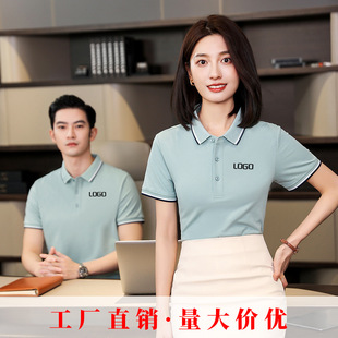 High-End Polo Shirt Work Clothes Summer T-Shirt Clothing Embroidered Printed Logo Work Clothes Lapel Short-Sleeved Cultural Shirt