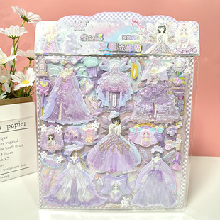 Girls Princess Double Layer Dress-up Bubble Sticker Paper Toy Children's Cartoon Reward Dress-up Sticker Dress Three-dimensional