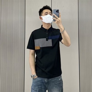 Summer Trendy Brand Short-sleeved Polo Shirt Men's Handsome Contrast Color Clothes 2024 New Fashion Slim-fit Lapel Half-sleeved T-shirt
