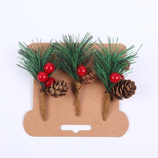 Christmas gift box decoration branch Christmas simulation plant pine fruit branch red pulp Christmas decoration accessories