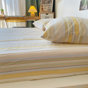 # Yarn-dyed striped bed sheet single-piece cotton 100 student dormitory single bed three-piece set summer quilt pillowcase