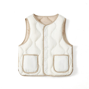 Children's clothing 2024 large children's down vest for autumn and winter men's and women's children's baby light thin vest two-sided wear a generation of hair