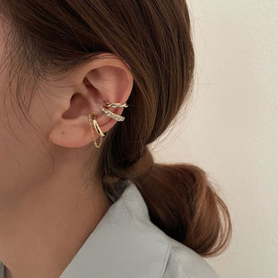 Europe and the United States cross-border hot diamond c-type ear clip without ear hole retro personality suit combination ear clip without ear hole