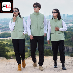 Down cotton vest technology warm windproof waterproof outdoor sports men's and women's vest fleece-lined