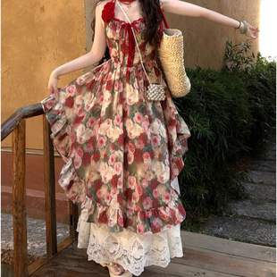 "Tropical Cherry" Holiday Irregular Backless Skirt Skirt