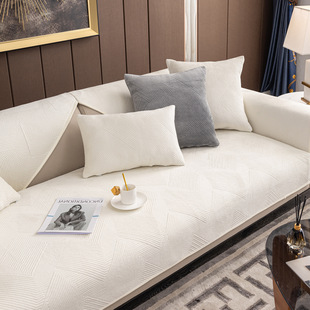 Cross-border New Nordic ins Milk White Plush Sofa Cushion Winter Fabric Thickened Non-slip Sofa Cushion Cover