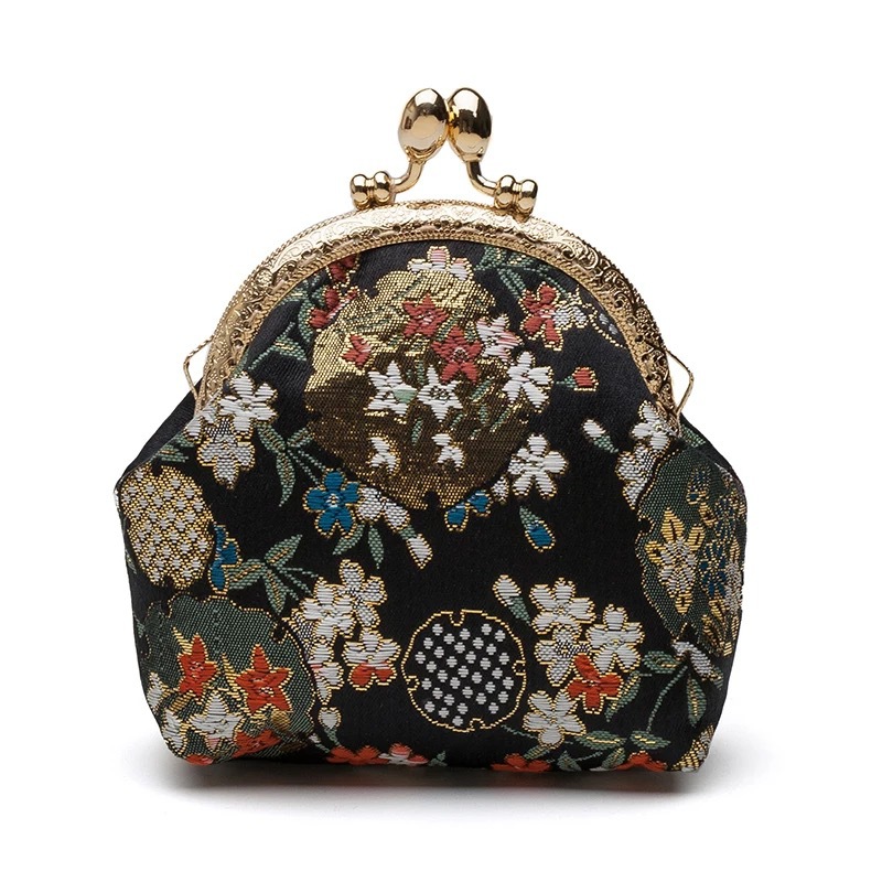 Factory wholesale jacquard brocade and retro-style coin purses, creative storage bags, perfect for gifts.