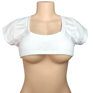 2023 Cross-border Two-dimensional Solid Color Half-breast Short T-shirt Cute Japanese Sexy T-shirt Women's Short-sleeved Navel-exposed T-shirt Milk Leakage