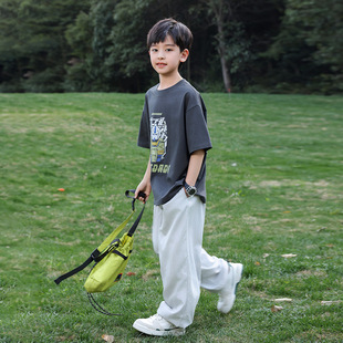 Huzhou Zhili Children's Wear Gundam Printed Heavy Cotton Boys Short Sleeve Panda Yuanyuan Summer Children's T-shirt Wholesale