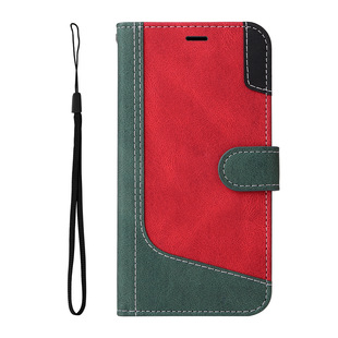 iPhone16 Three-color Patchwork Card Leather Case for Foreign Trade Apple 15 Samsung S24U Contrast Color Skin Sense Phone Case