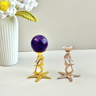 Crystal ball crafts base ball holder egg carving holder metal seahorse starfish vintage old