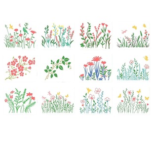 Cross-border new hot spring flowers and plants hand-painted DIY hollow plastic template children's painting auxiliary tools