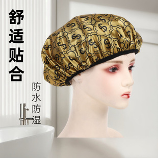 Amazon PEVA gold dollar waterproof shower cap long hair thickened bath shower head cover oil-proof smoke-proof hair treatment cap