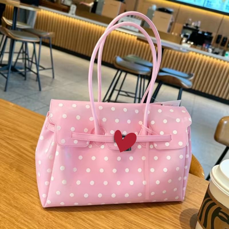 TPU jelly bag, transparent and stylish, a new fashionable large bag for mature women, polka dot tote bag.