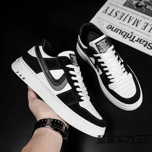 Men's Shoes 2024 Spring and Summer New Breathable Shoes Sports Board Shoes Casual Trendy Students All-match Black and White Niche