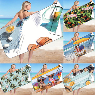 Amazon Illustration Printed Beach Towel Microfiber Seaside Beach Towel Absorbent Quick-drying Tropical Printed Swimming Towel