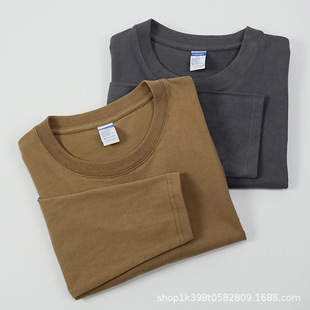 260 grams of heavy straight long sleeve T-shirt Xinjiang long staple cotton autumn clothing for men and women with casual autumn and winter solid color base shirt