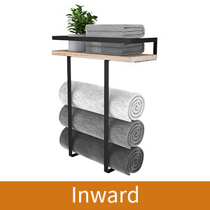 Cross-border wrought iron wooden household bathroom towel rack bathroom wall-mounted towel storage and finishing rack wholesale