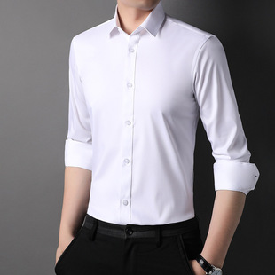 High-grade Sense Shirt Men's Business Dress Youth Men's Solid Color Easy-to-take-care Autumn Long-sleeved Solid Color Shirt