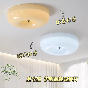 Middle ancient cream style bedroom main light French retro aisle corridor entrance light Bauhaus pudding glass ceiling light