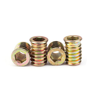 Various types of countersunk iron hexagon socket embedded nuts internal and external teeth furniture nuts trapezoidal straight intermediate connectors